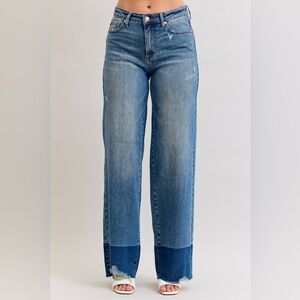 Judy Blue Raw Hem High Waist Column Straight Jeans